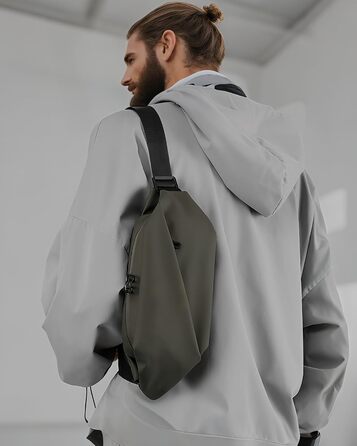 Поясна сумка через плече для чоловіків та жінок, велика, з PU шкіри, водонепроникна, для спорту, подорожей, бігу, піших прогулянок, захист від крадіжки, стильна, темно-зелена (золотий, коричневий)