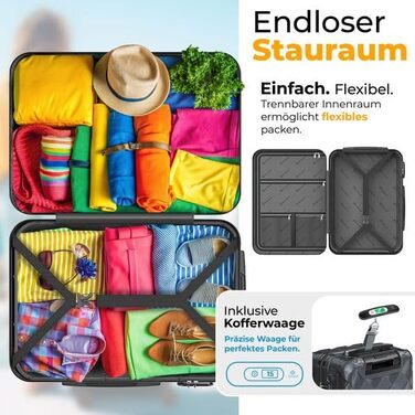 Набір валіз KESSER® 4 шт. | Валізи з ABS, кодований замок, вага валіз, органайзер для подорожей, 360° колеса | Ручна поклажа та великі валізи для бізнесу та подорожей, сірий колір