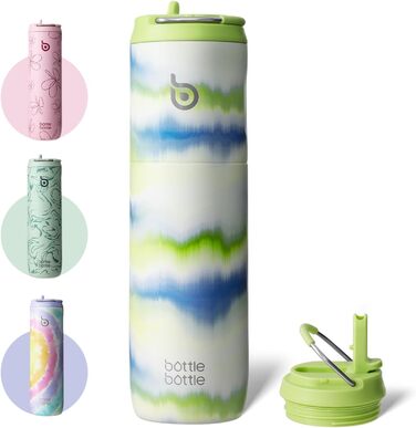 BOTTLE BOTTLE Insulated Stainless Steel Water Bottle 750 ml with Straw, Lid & Handle – Leak-Proof, BPA-Free, Double-Walled – Ideal Water Bottle for Sports, Travel & Fitness (Green) (Mist)