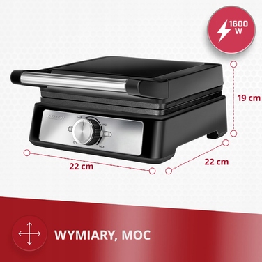 Вафельниця MPM MGO-41/C, 1600 Вт, 2 прямокутні форми, регулювання температури, чорна