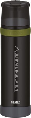 THERMOS MOUNTAIN BEVERAGE BOTTLE 0.9L, Black, Stainless Steel Thermos Flask with Drinking Cup, 24h Hot / 24h Cold, Lightweight Outdoor Bottle, Robust, Disassemblable Lid, BPA-Free