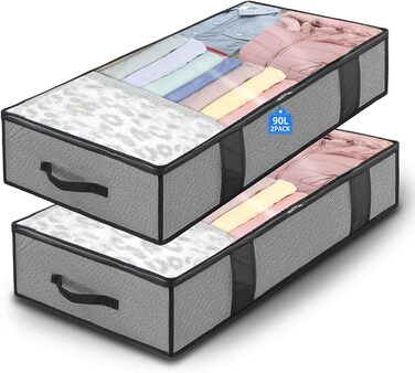 Коробки для зберігання під ліжком 90л (2 шт) - органайзери для постільних речей, одягу, ковдр