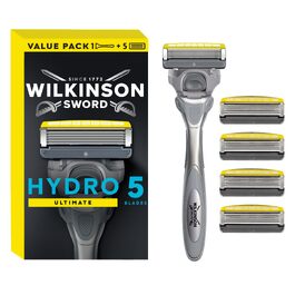 Бритва для чоловіків Wilkinson Sword Hydro 5 Ultimate: бритвенна система з 5 змінними касетами, зволожуючим гелем та технологією амортизації