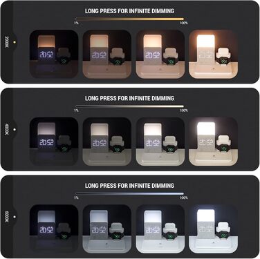 Бездротовий зарядний пристрій COLSUR 3 в 1: зарядка, нічник, будильник. Підтримка iPhone 16/15/14/13/12/11/X/8 Pro Max/Mini/Plus. Срібний колір