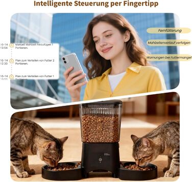 Автоматичний годівниця для котів HoneyGuardian з Wi-Fi та 2/4 мисками, 5G, чорний