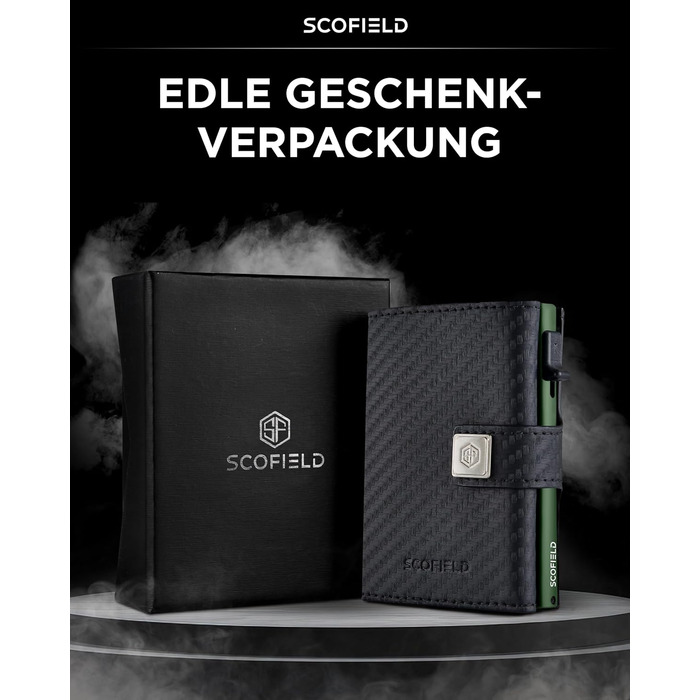 Чоловічий гаманець SF SCOFIELD з відділом для монет | Тонкий гаманець на 9-11 карт | RFID захист | Гаманець з монетницею | Чоловічий гаманець | Розумний гаманець | Чоловіче картхолдер | Slim гаманець | Картхолдер з монетницею Mini (Carbon - Night Green)