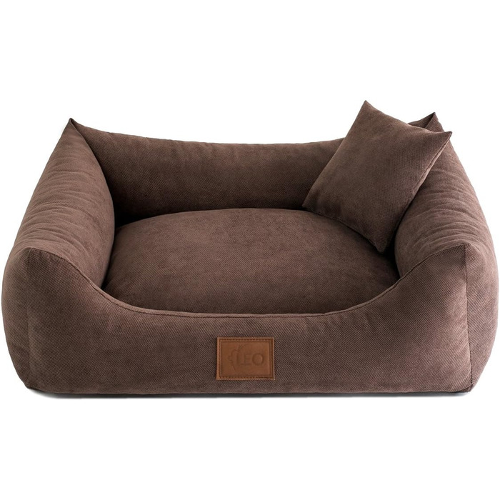 Софа для собак Sun: 6 розмірів, 4 кольори. Лежанка, подушка, софа, кошик для собак. (80x60), (L 115 x B 90 x H 24 см, Коричневий)