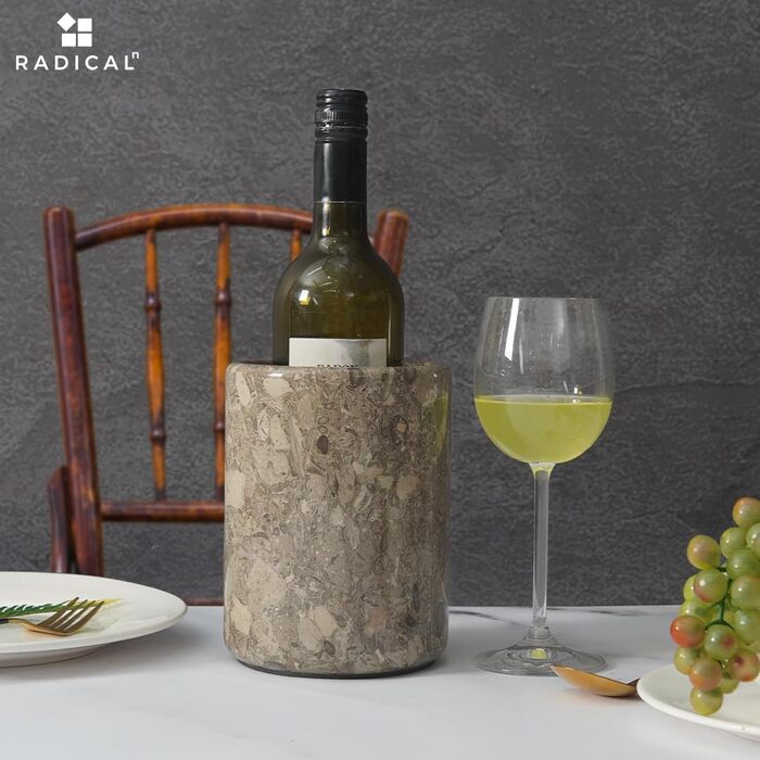 Radicaln Oceanic Marble Wine Cooler - Handcrafted Bar Accessory & Champagne Chiller - 16.5cm