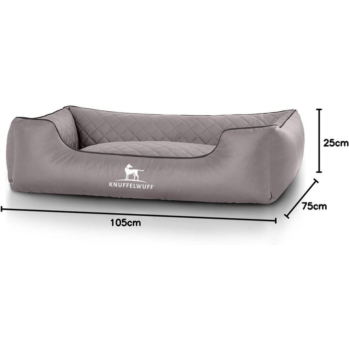 Cuddly Wuff Dog Bed XXL Faux Leather Dog Basket Dog Sofa Dog Cushion Dog Bed Washable Milan, 120 x 85cm, (L 105 x W 75 x H 25 cm, Grey)