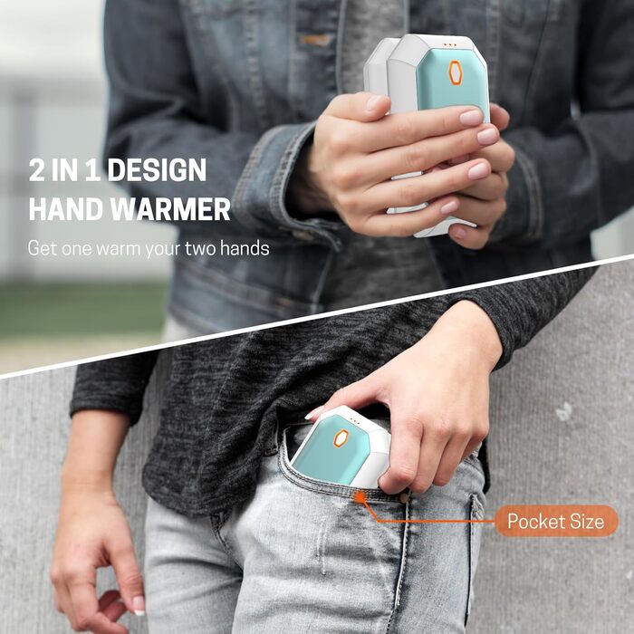 Електричні грілки для рук, 2 шт., 4000mAh, портативні, для активного відпочинку, кемпінгу, полювання, гольфу, зимові подарунки для жінок, чоловіків, сімей (блакитний)