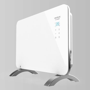 Конвектор Cecotec Ready Warm 6670 Crystal Connection з скляною панеллю, 1000 Вт, WiFi, термостат, таймер, підставка, для ванної кімнати (IP24), тихий, білий
