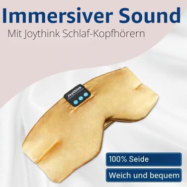 Маска для сну Joythink з Bluetooth 5.3, шовкова маска з навушниками, для комфортного сну на боці, 16 годин роботи, миється, для подорожей, медитації (Шампань-золото)