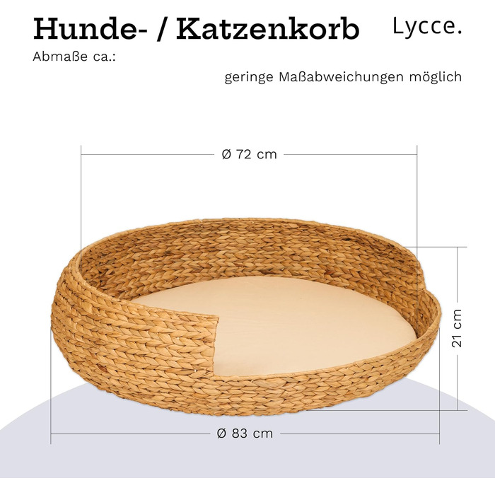 Dog bed, cat bed, Opal water hyacinth, natural, size 5 (Ø 83 cm)