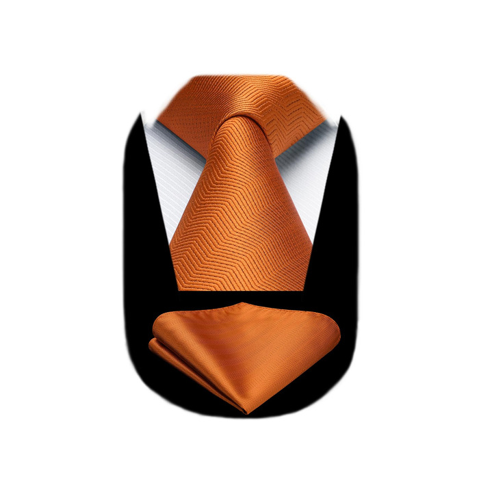 Краватка для чоловіків HISDERN, класична для весілля, з нагрудником, формальна, елегантна, для бізнесу та вечірок (Помаранчевий)