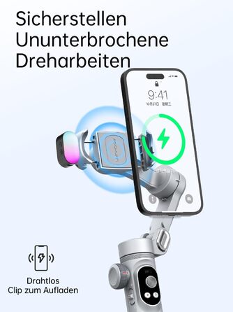 Стабілізатор для смартфона AOCHUAN 3-осьовий з RGB-підсвічуванням, для iPhone/Android, з функцією трекінгу обличчя, комплект Smart X Pro (Сірий)