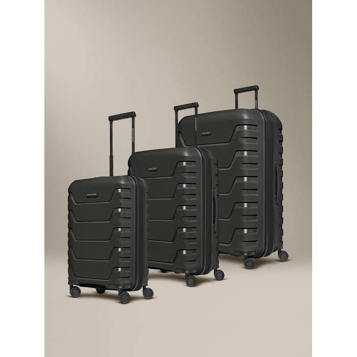 Набір валіз Smartbox Hartschalen 3-х частинний | Розширюваний, з TSA-замком, з поліпропілену | Чорний (Edition 01)