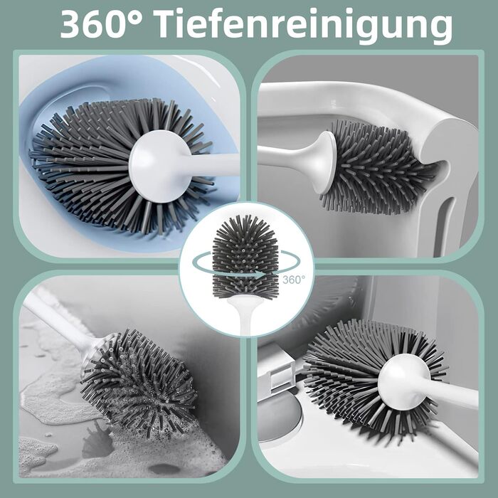 Набір для туалету з щіткою та тримачем: довга ручка, швидке висихання, настінний/підлоговий монтаж (білий та чорний)