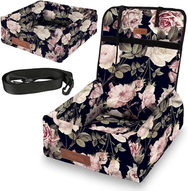 Крісло для собак у машину Petsen з іменем, корзина для собак, автоліжко для маленьких собак, автоліжко з іменем (Рожеве)