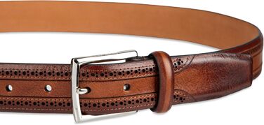 Чоловічий шкіряний шкіряний ремінь Cole Haan Brogue, 32 розміру, світло-коричневого кольору