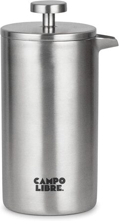 Campo Libre.® Giorgio French Press Coffee Maker made of double-walled stainless steel, 0.35l | Plastic-free coffee press with thermal function incl. replacement filter | Coffee maker | 100% recycled stainless steel 350ml Matt Steel