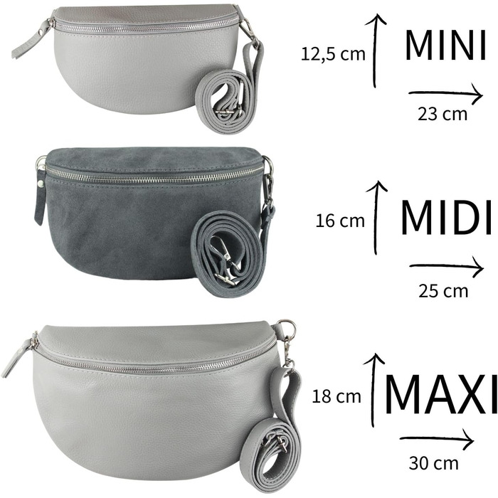 Сумка-бананка жіноча Frentree зі шкіри, Італія, крос-боді, Taupe (срібло), Maxi