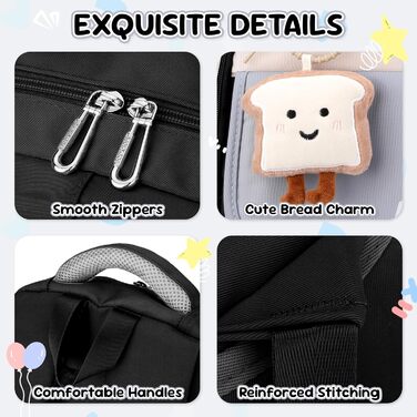 Шкільний рюкзак для дівчаток (3-7 клас), 36L, з сумкою через плече, чорний