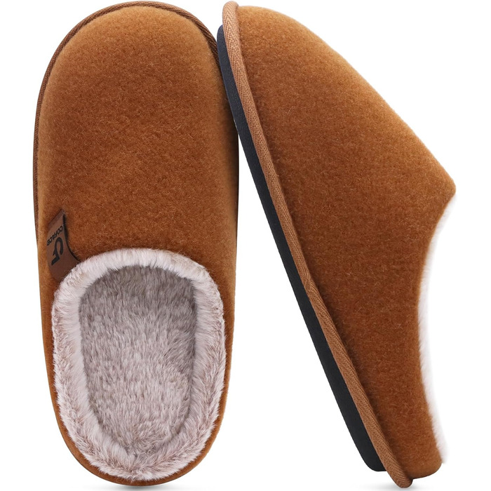 Тапочки чоловічі COFACE з фетру, теплі, зручні, з м'якою підкладкою, з антиковзкою гумовою підошвою, для дому та вулиці, розмір 40-49 (Хакі, 45 EU)