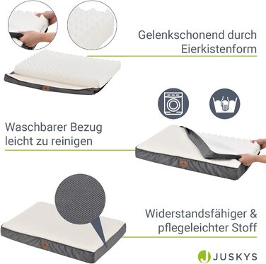 Ортопедичне ліжко для собак Juskys Milow, 76x51 см, знімний чохол, для маленьких собак, сірий, 69x92x8 см, бежеве