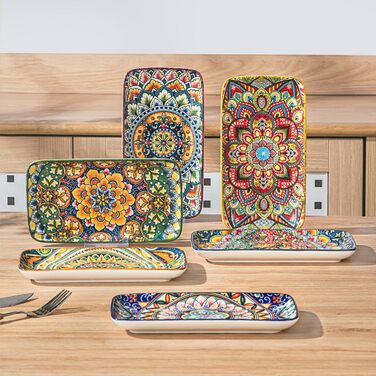 Набір сервірувальних тарілок Henten Home 6 шт. для закусок, суші, салатів та десертів (21 см)