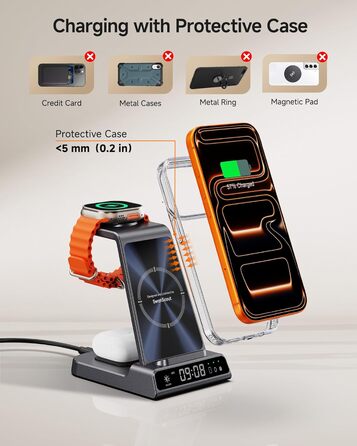 Бездротова зарядна станція 3-в-1 для Apple iPhone 16/15/14/13/12 Pro/Plus, Apple Watch Ultra 2/9/8/7/6/5, AirPods Pro/4/3/2 Tech-Grau