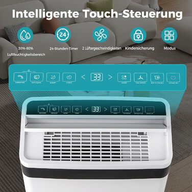 Вологопоглинач повітря COSTWAY з 4 режимами, 24-годинним таймером, вентилятором та режимом сну, 5л баком та зливним шлангом, LED-дисплеєм, для приміщень до 250м³ (100м²), продуктивність 28.5л/день