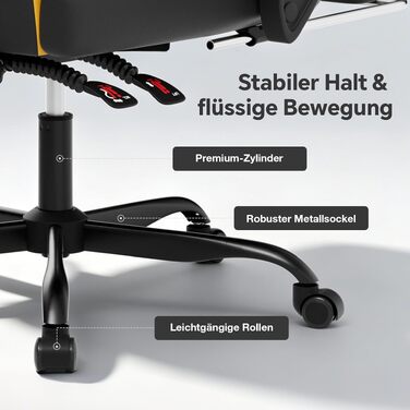Ігрове крісло Racing Ergonomic з підставкою для ніг та масажним подушкою під поперек, навантаження до 150 кг, екошкіра, офісне крісло (Чорно-жовте)