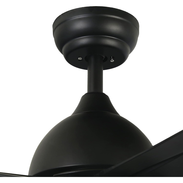 Стеляний вентилятор FINXIN з LED-лампою 132/122 см для спальні, вітальні, їдальні. Включає мотор, пульт керування (5 лопатей, чорний)