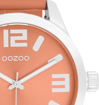 Жіночий аналоговий годинник Oozoo Timepieces з шкіряним ремінцем, круглий циферблат, помаранчевий