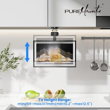 Настінна кріплення для телевізора PureMounts, 13-27 дюймів, поворотна, нахильна, регульована висота, VESA 100x100, чорний