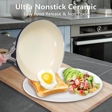 Набір посуду Melenta 7 предметів з антипригарним покриттям Ceramic, індукційний, блакитний