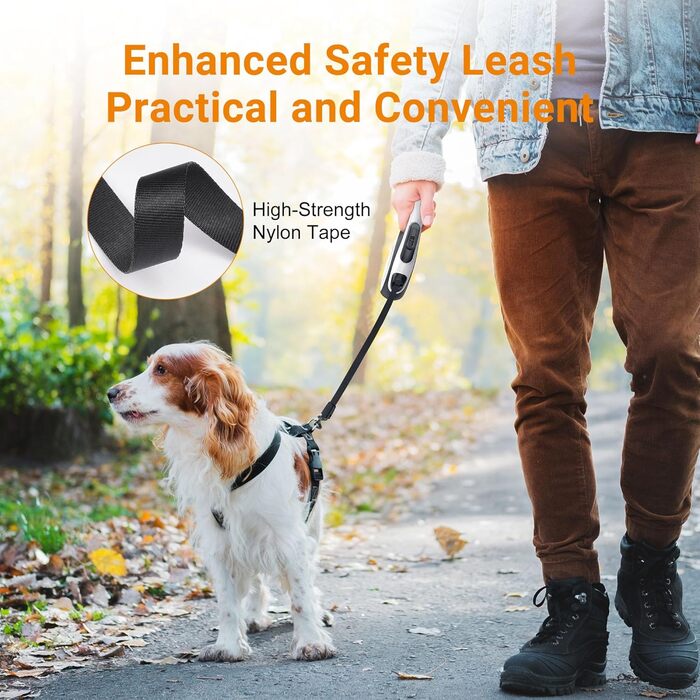 Рулетка для собак, 3 м, нейлон, 360°, без спутанню, до 15 кг, міцна, з блокуванням, для прогулянок