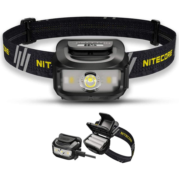 Ліхтарик налобний Nitecore NU35, LED, 460 люмен, акумуляторний, гібридне живлення, водонепроникний IP66, з червоним світлом