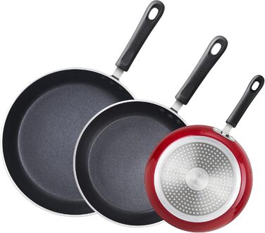 Cook N Home набір антипригарних сковорідок 3 шт, 20/25/28 см, мармурово-червоні, для індукційних плит