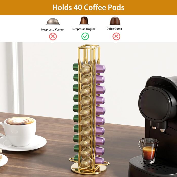 Тримач для капсул Nespresso Sevenline, органайзер на 40 капсул (золотий)