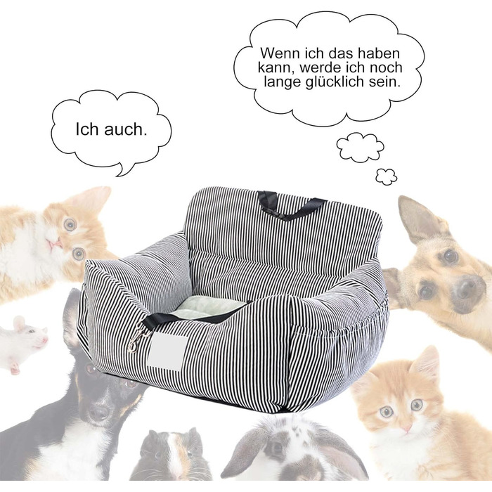 CALIYO Dog Car Seat, Seat Belt - Washable Dog Car Seat in Black/White for Small, Medium & Large Dogs, Dog Seat Car Backseat, Dog Bed Car, Dog Basket Car, Dog Car Seat. Black/White