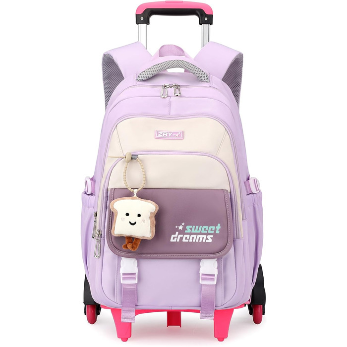 Шкільний рюкзак-роликовий для дівчаток-підлітків, 36L, зелений (фіолетовий)
