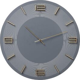Kare Design Wall Clock Leonardo, /Gold, 49cm Diameter, Modern, Aluminum, Round, Clock for Living Room, Bedroom, Office, Battery not included (Gray)