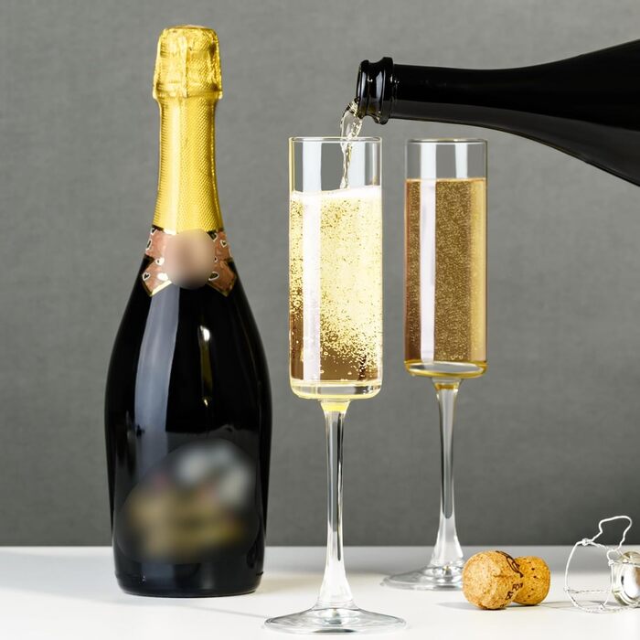 Набір келихів для шампанського ParaCity 2 шт., 170 мл, елегантні скляні келихи для шампанського, коктейлі, подарунок на день народження, весілля, Різдво, прозора новорічна декор для жінок та чоловіків (трубчаста форма)