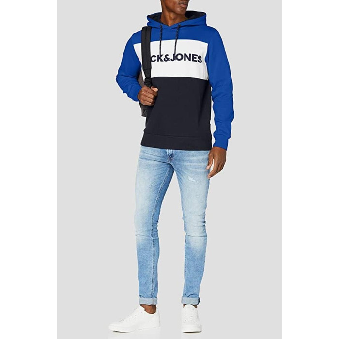 Чоловічий теплий худі з логотипом JACK & JONES Basic Kapuzen Sweatshirt, класичний синій колір, Regular Fit
