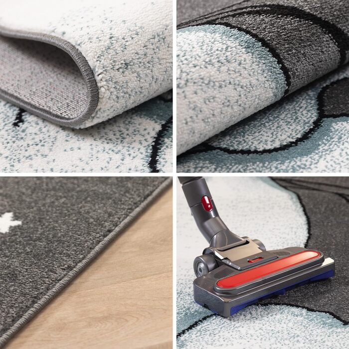 Дитячий килим круглий Elefant Design, короткий ворс, блакитно-сірий 120 см для хлопчиків та дівчаток. Антиалергенний, м'який килим в дитячу кімнату