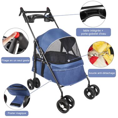 Візок для собак Homewell 2в1: візок-будка, сумка-переноска з тримачами для напоїв, складаний, з гальмом, візок-джаггер для домашніх тварин, 50 x 70 x 99 см (блакитний)