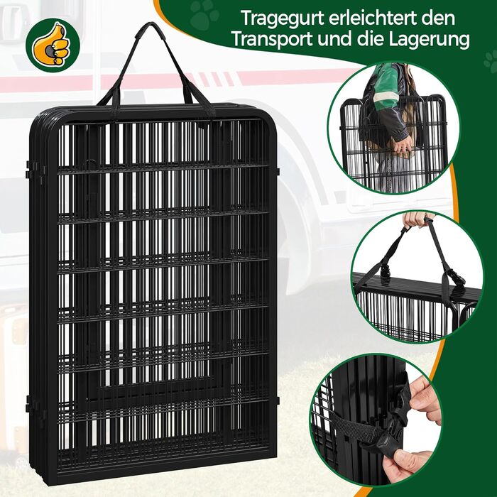 Клітка для цуценят Yaheetech 8-секційна, вольєр для собак з замком, переносна клітка з сумкою та ременями, ідеально підходить для собак у квартирі та на вулиці, проста збірка (100 см заввишки, 16 шт.)