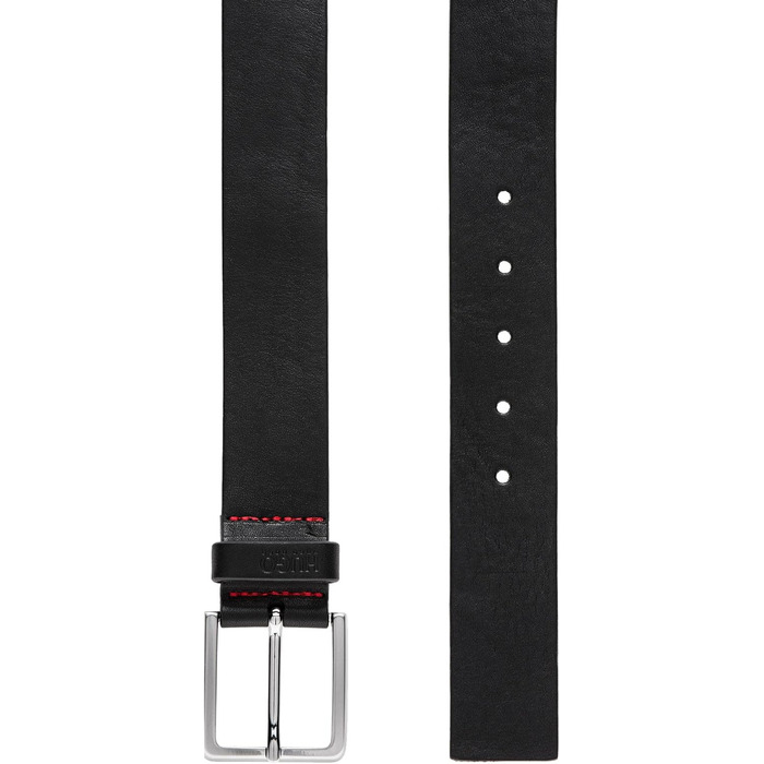 Чоловічий шкіряний ремінь HUGO Gionios з рельєфним оздобленням та металевими деталями, чорний