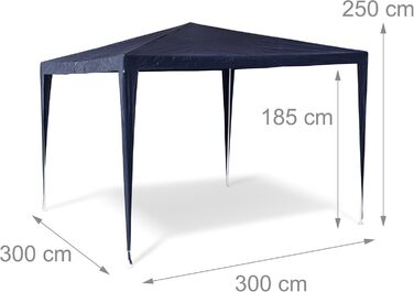 Relaxdays Gazebo Tent HBT: 2.5 x 3 x 3 m Garden Gazebo with square footprint and 100% PE roof Party tent for festivals or celebrations Pavilion with steel frame, pavilion, white (Blue)
